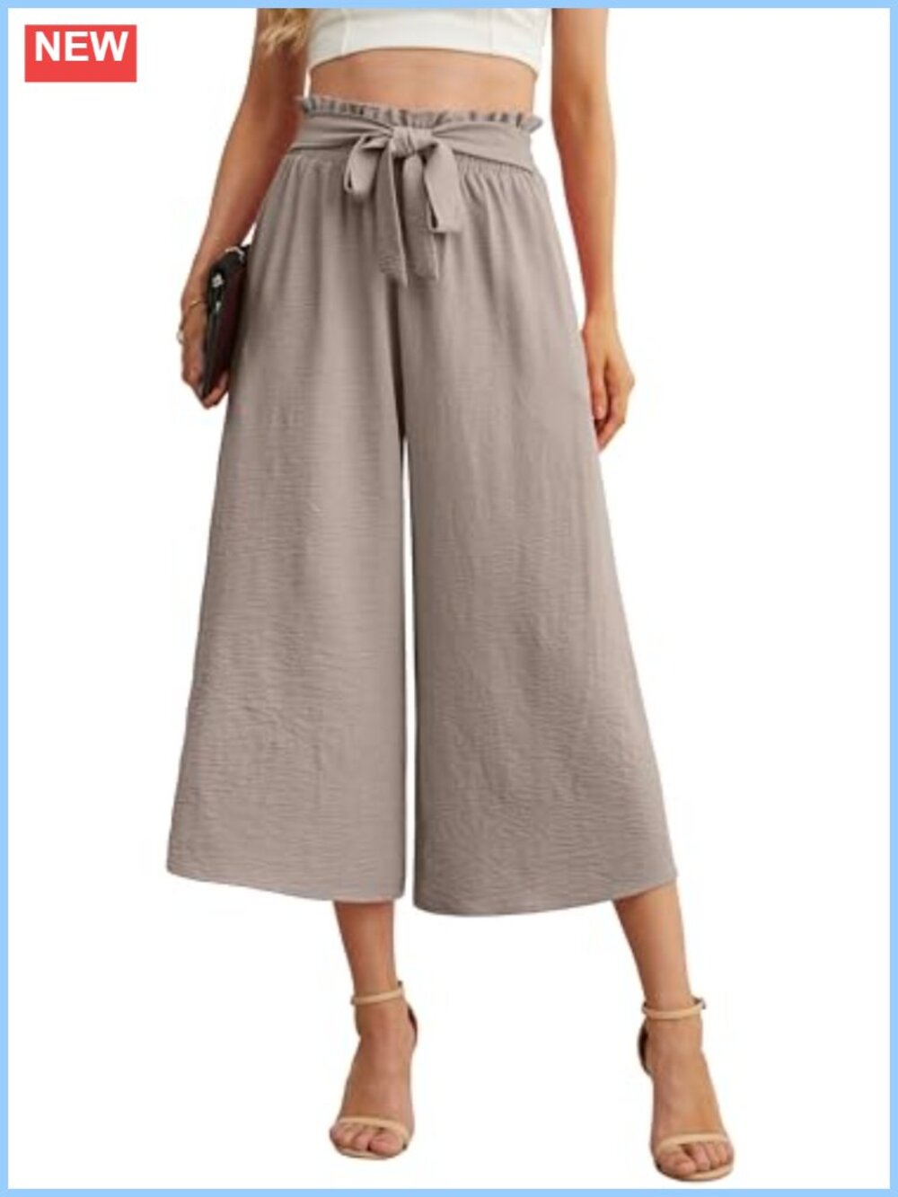 Women Wide Leg Palazzo Pants 100% Polyester High Rise Pull On Casual Trousers